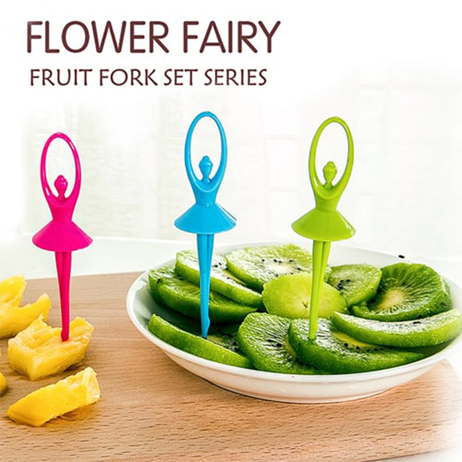 Dancing Doll Fruit Cutlery With Stand Set Of 6.