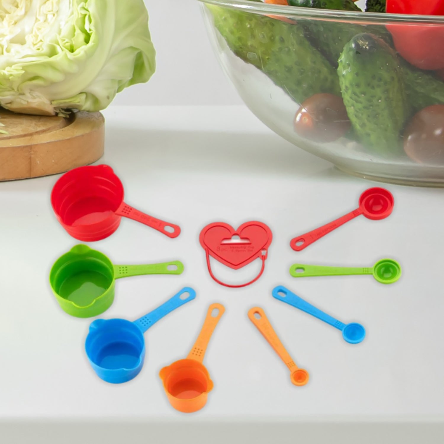 8-piece multicolour measurement spoon set for cooking and baking