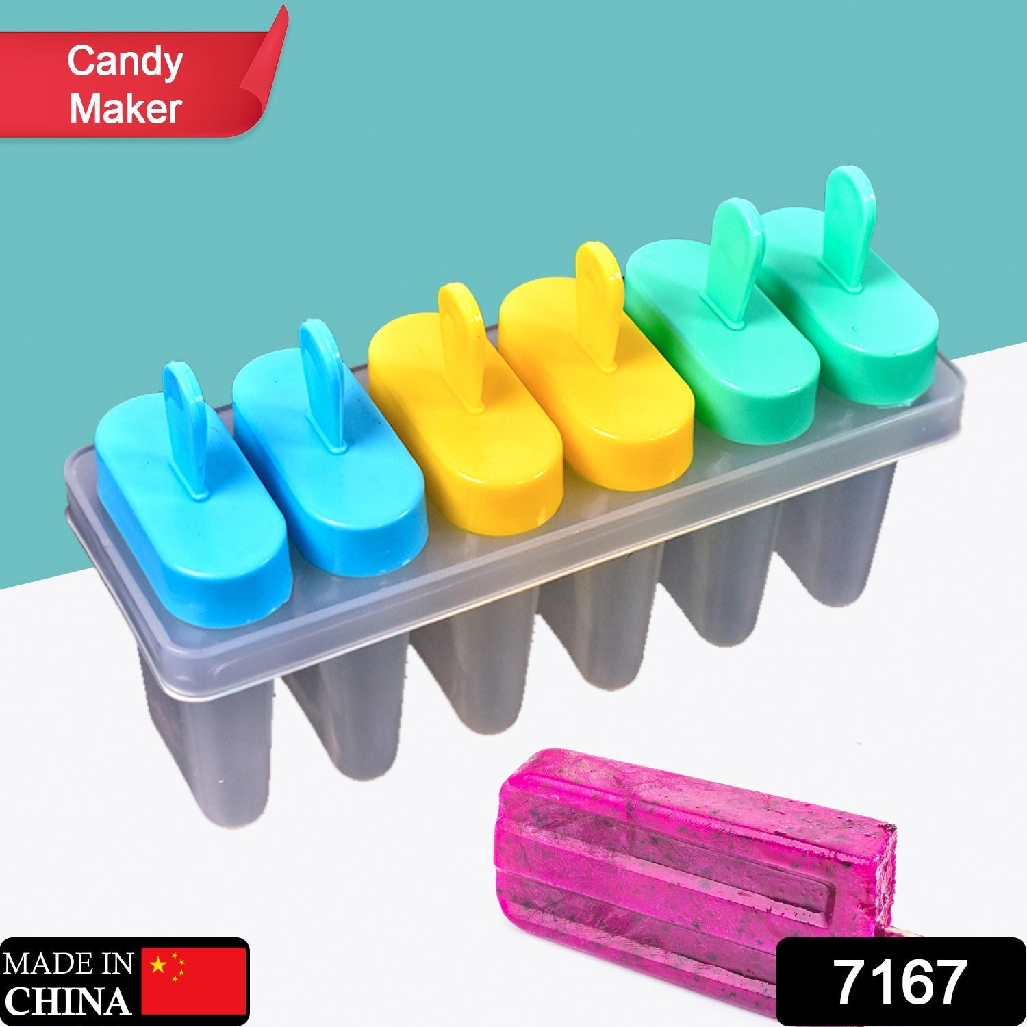 Ice Candy Maker Upgrade Popsicle Molds Sets 6 Ice Pop Makers Reusable Ice Lolly  - 7167_6_candy_mold_maker