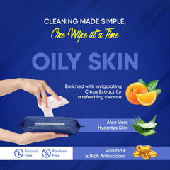 Refreshing Wet Wipes for Face | Facial Cleansing | Refreshing & Skin Hydration|  - 0979_oily_skin_face_wipes