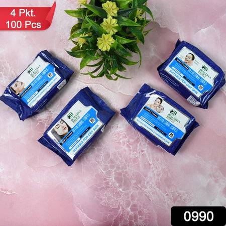 Beautiful Basics Dry Oily Sensitive  Normal Skin Face Wipes (4 Pkts X 100 Pcs Wipes) - Superior eMart