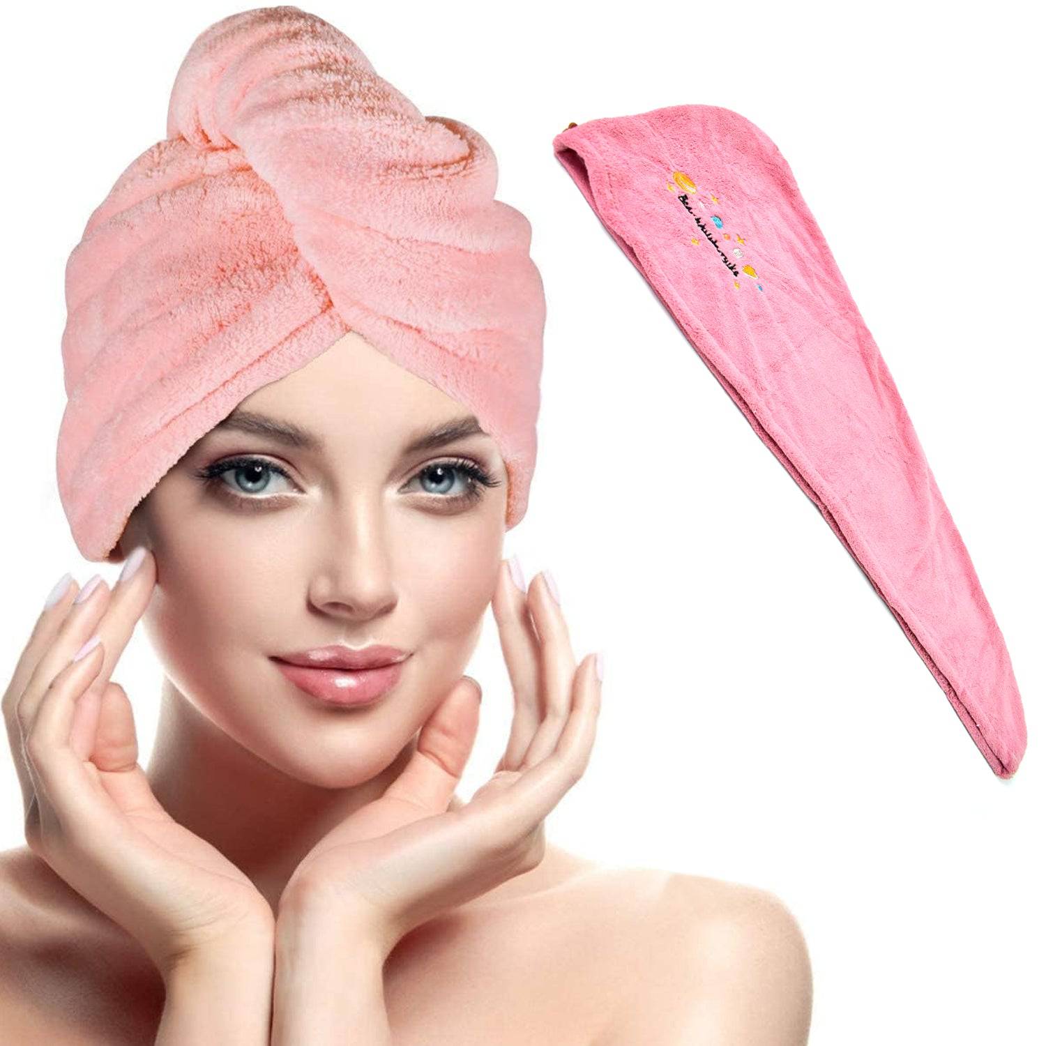 Microfiber Hair Wrap Towel Cap (1 Pc  63x23 Cm   Mix Color) - Superior eMart