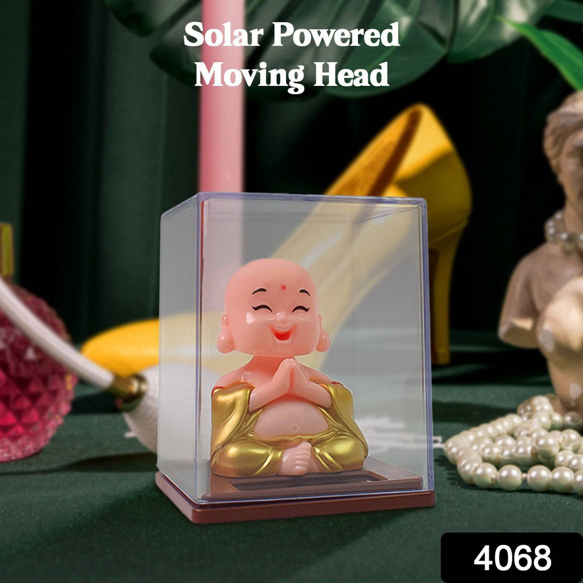 Solar Power Moving Head Buddha Statue Car Ornament (1 Pc  Mix Color) - Superior eMart