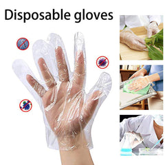 0670 Plastic Transparent Disposable Clear Gloves (White) (100pc) - Superior eMart