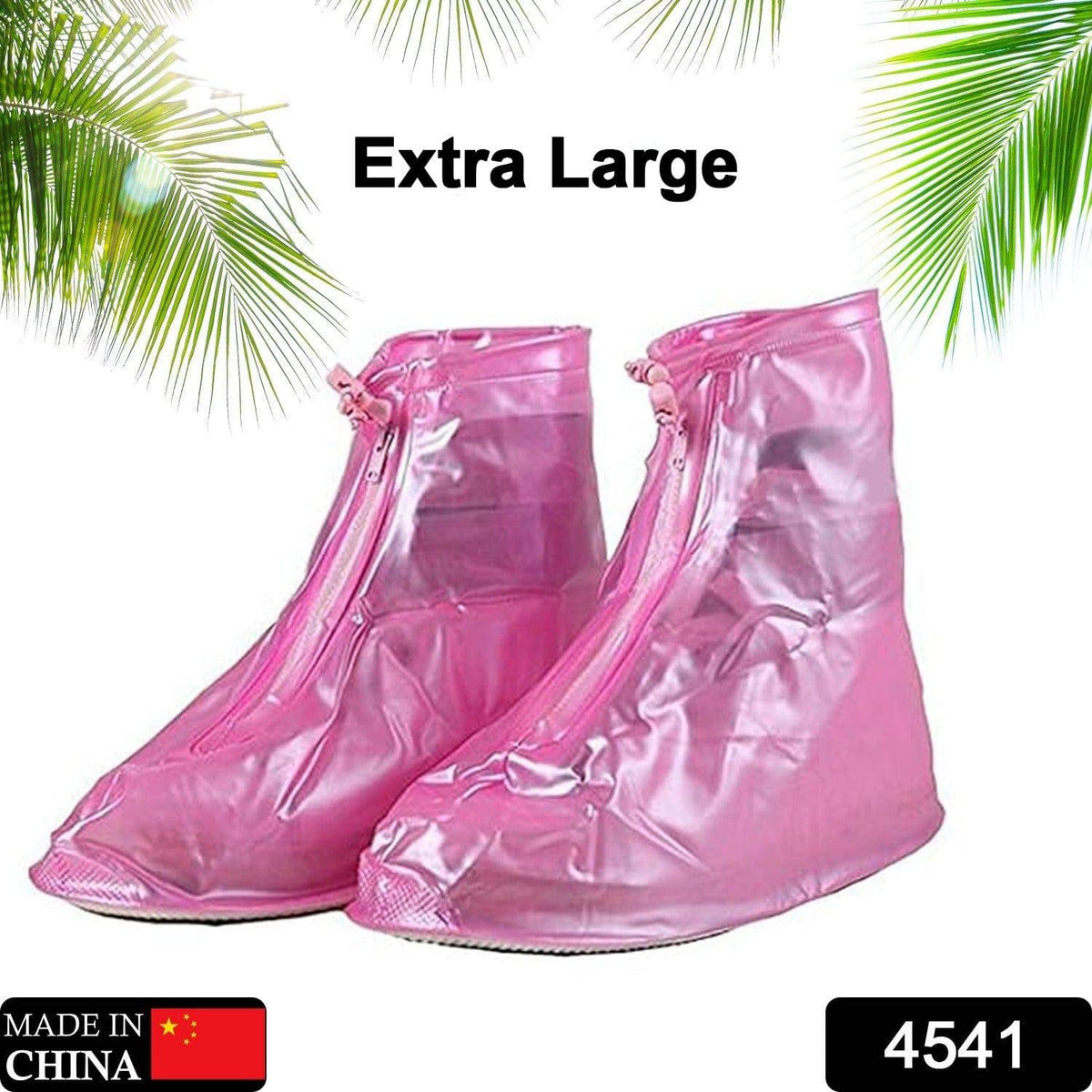 4541 Plastic Shoes Cover Reusable Anti-slip Boots Zippered Overshoes Covers Pink Transparent Waterproof Snow Rain Boots For Kidsadult Shoes For Rainy Season (L Size1 Pairs) - Superior eMart