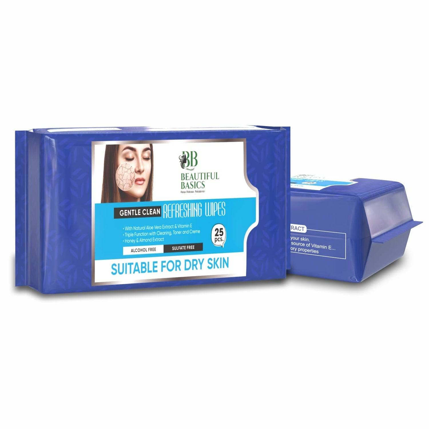 Beautiful Basics Dry  Sensitive Skin Face Wipes (2 Pkts X 50 Pcs Wipes) - Superior eMart