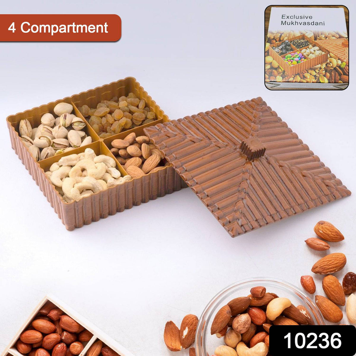 Plastic Multipurpose Dry Fruit Chocolates Mouth Box (1 Pc) - Superior eMart