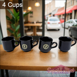 Elegant ceramic tea cup and bowl set in black, perfect for stylish dining and home decor