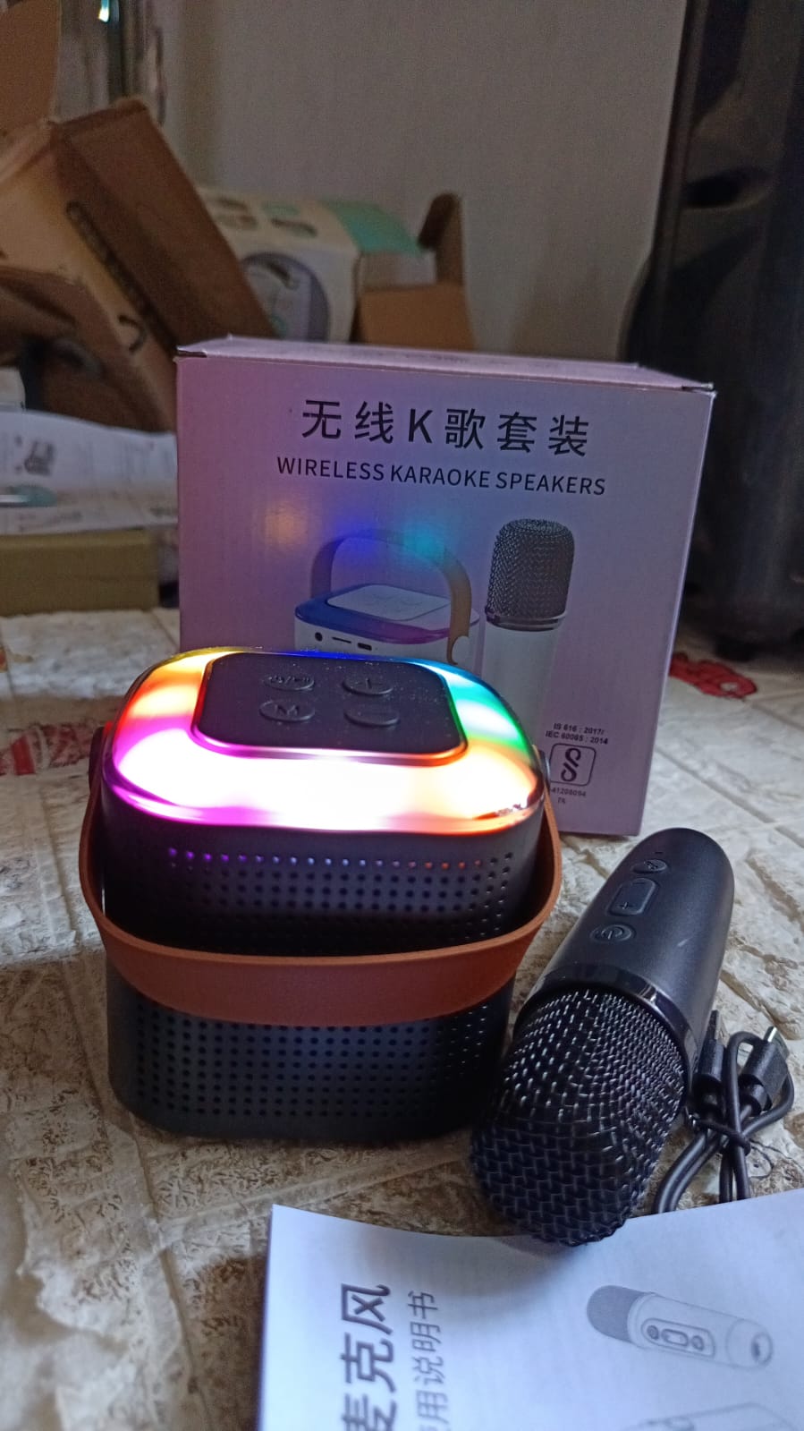 Wireless Speaker Microphone Set, RGB Light Support Memory Card PortableKaraoke M - 12669_wireless_speaker_microphone_set