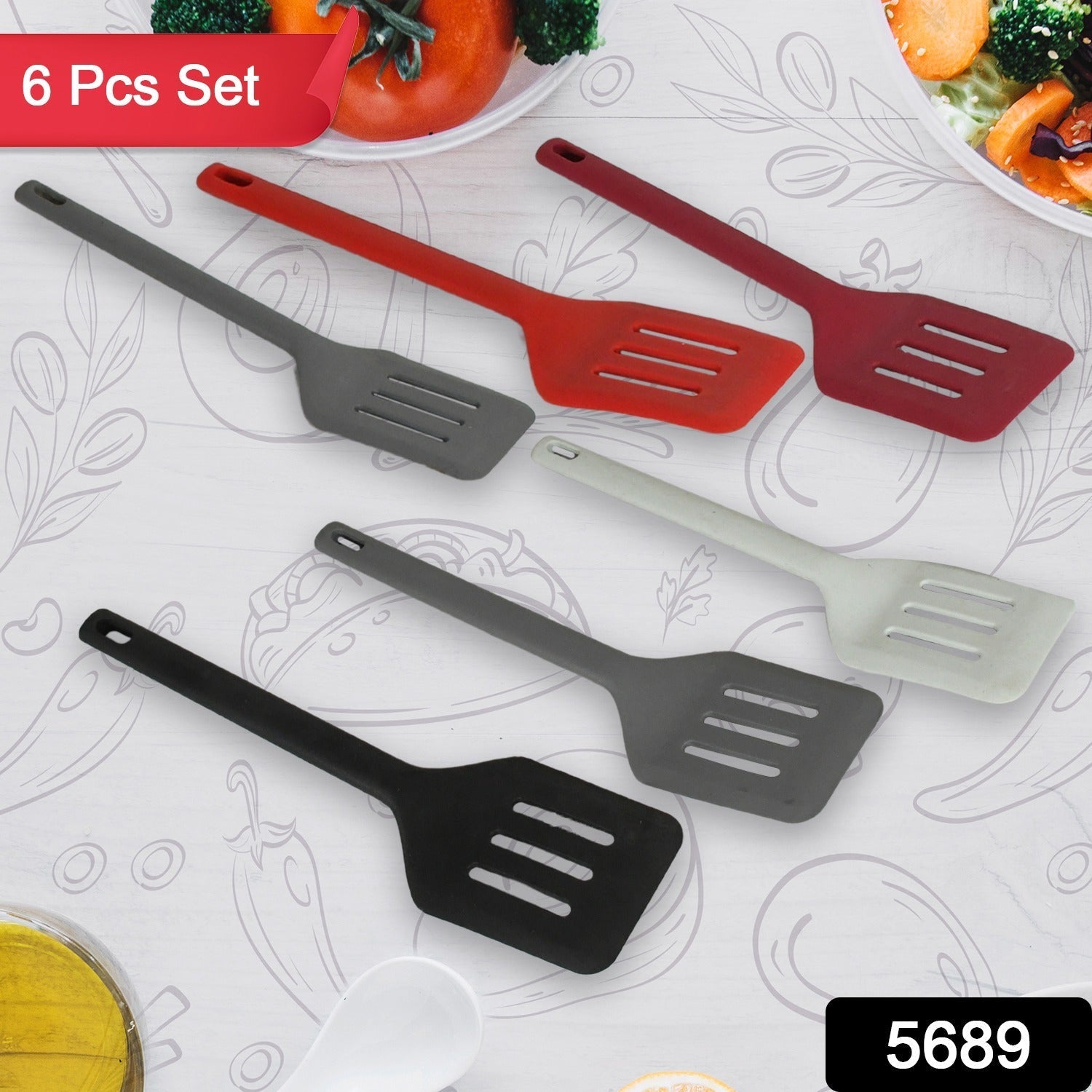 Multipurpose Silicone Spoon, Silicone Basting Spoon Non-Stick Kitchen Utensils H - 5689_silicone_spatula_6pc_no27