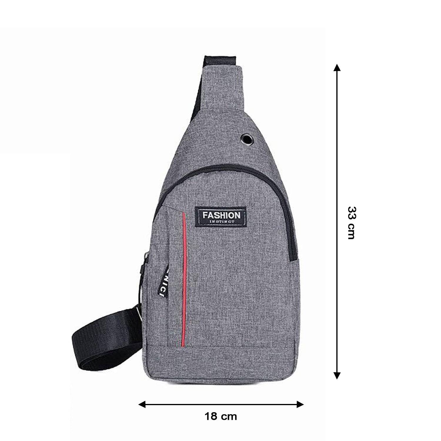 Grey Waterproof Anti Theft Crossbody Fanny Pack Waist Bag Pu Leather Shoulder Bags Chest Men Casual Fashion Usb Charging Earphone Hook Sling Travel Messengers Bag - Superior eMart