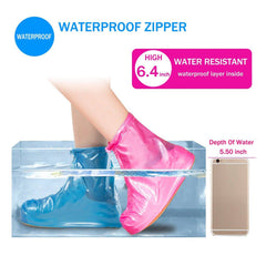 4541 Plastic Shoes Cover Reusable Anti-slip Boots Zippered Overshoes Covers Pink Transparent Waterproof Snow Rain Boots For Kidsadult Shoes For Rainy Season (L Size1 Pairs) - Superior eMart