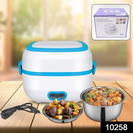 3 In 1 Electric Lunch Box | Food Heater | Cooker | Steamer With Stainless Steel Bowls (1 Set)