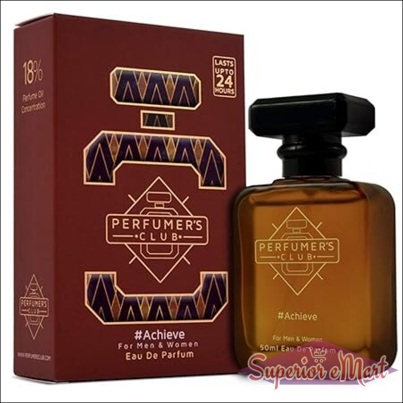 Perfumer's Club Achieve 50ml unisex eau de parfum in a stylish bottle with elegant packaging