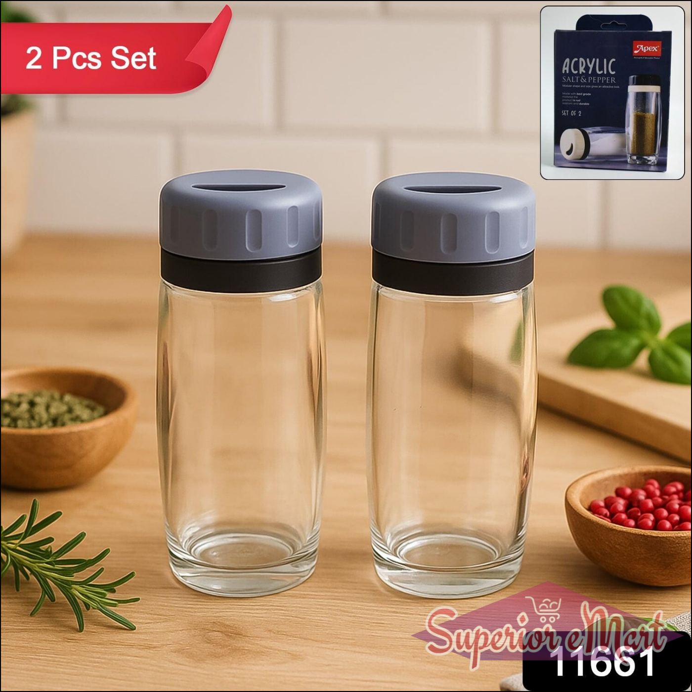 Acrylic salt and pepper shakers - 2 Pcs Set - Superior eMart