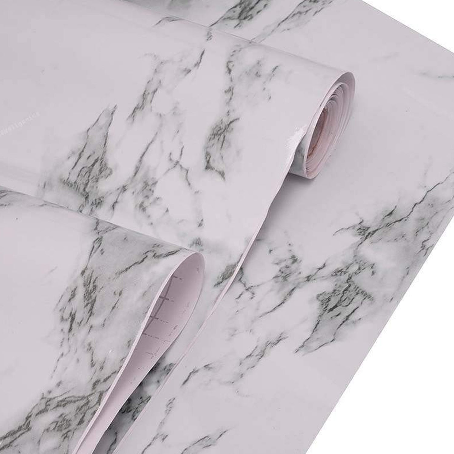 Superior eMart adhesive kitchen wallpaper with white marble pattern rolled for easy application