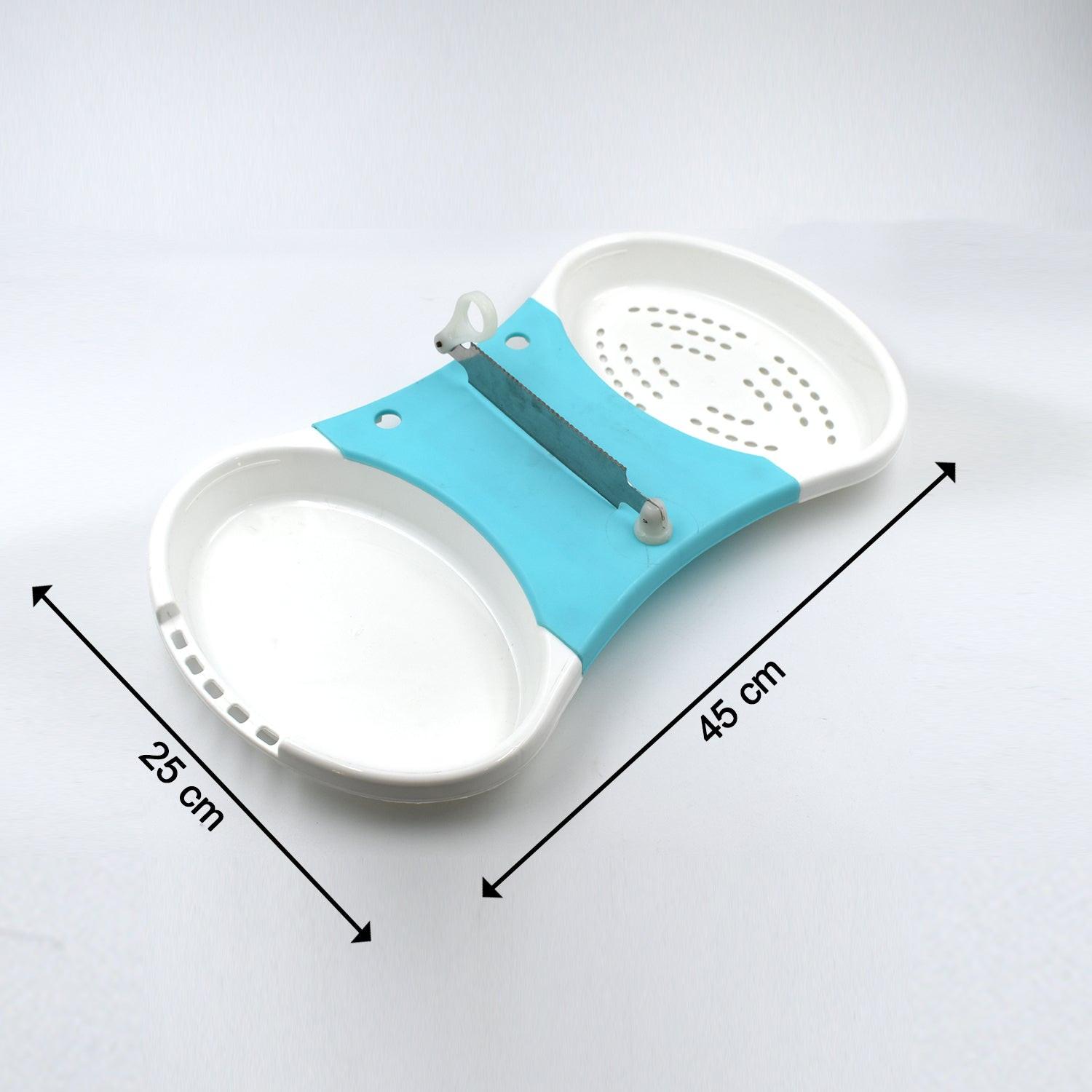 Adjustable cut and wash kitchen tool with dual compartments for efficient food preparation