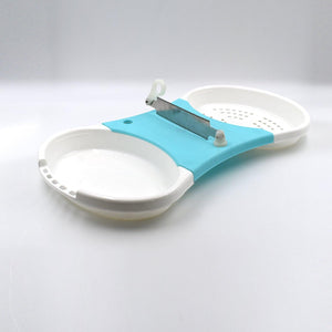 Adjustable cut and wash kitchen tool with dual compartments for easy food preparation