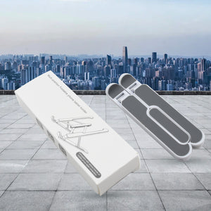 Superior eMart adjustable laptop stand with compact design on a city rooftop