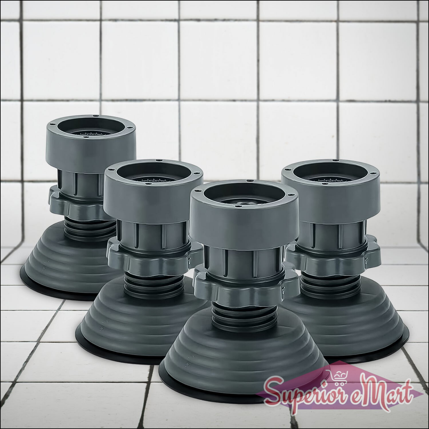 Set of Adjustable Appliance Stand Feet in Gray for Stability and Height Adjustment