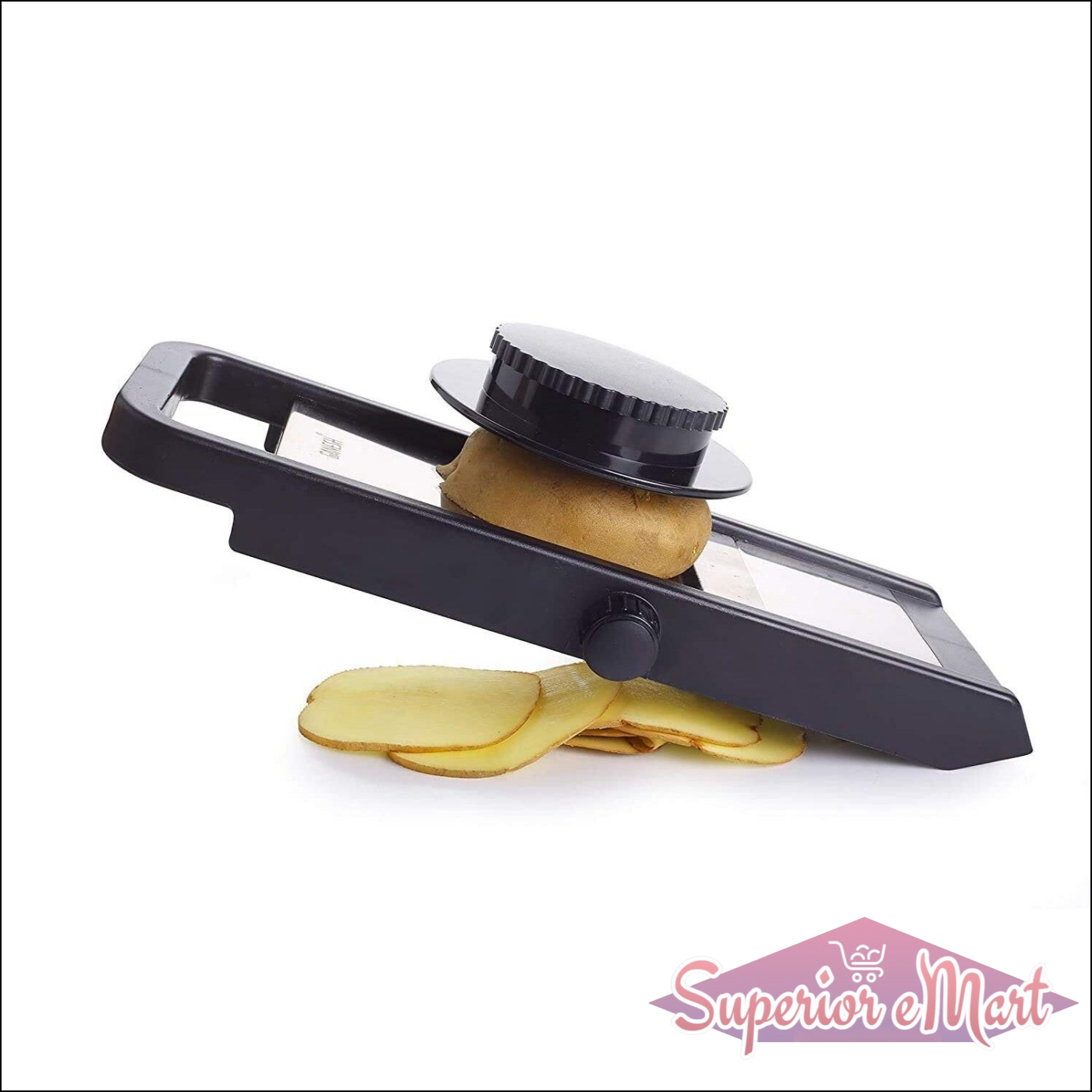 Adjustable plastic slicer for efficient slicing of fruits and vegetables with a comfortable grip