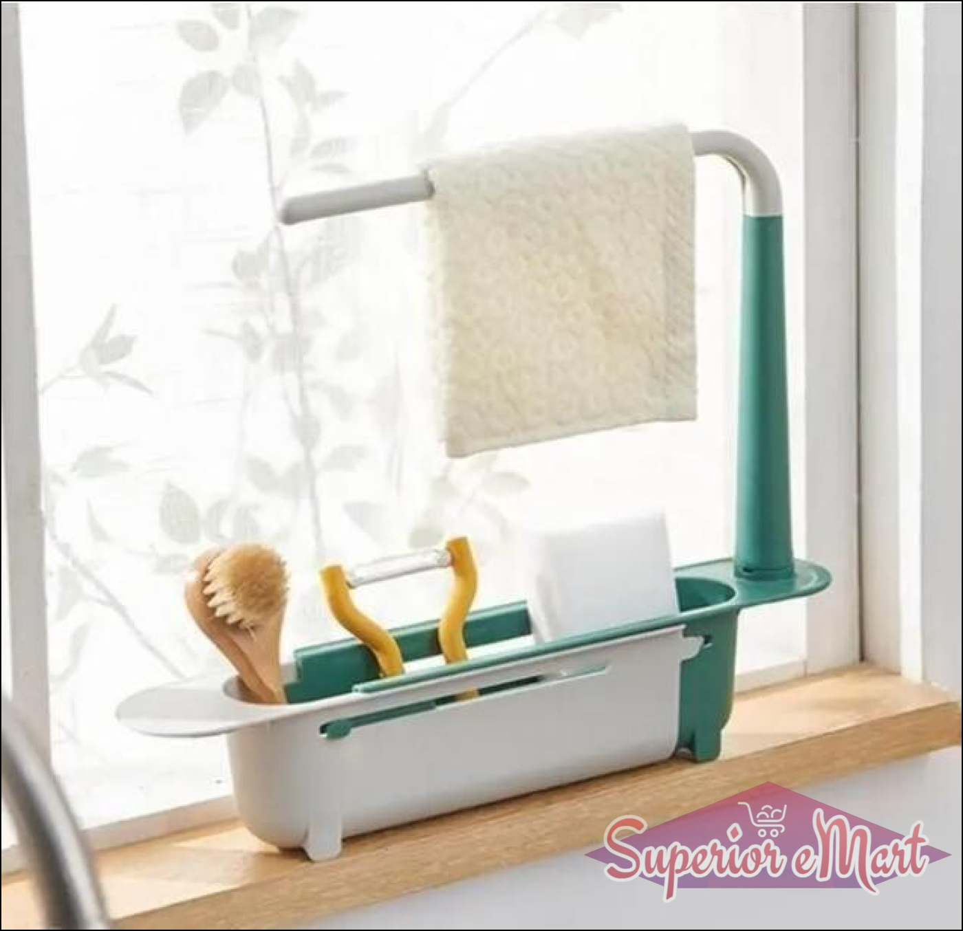 Adjustable Sink Organizer with Towel Bar - Superior eMart