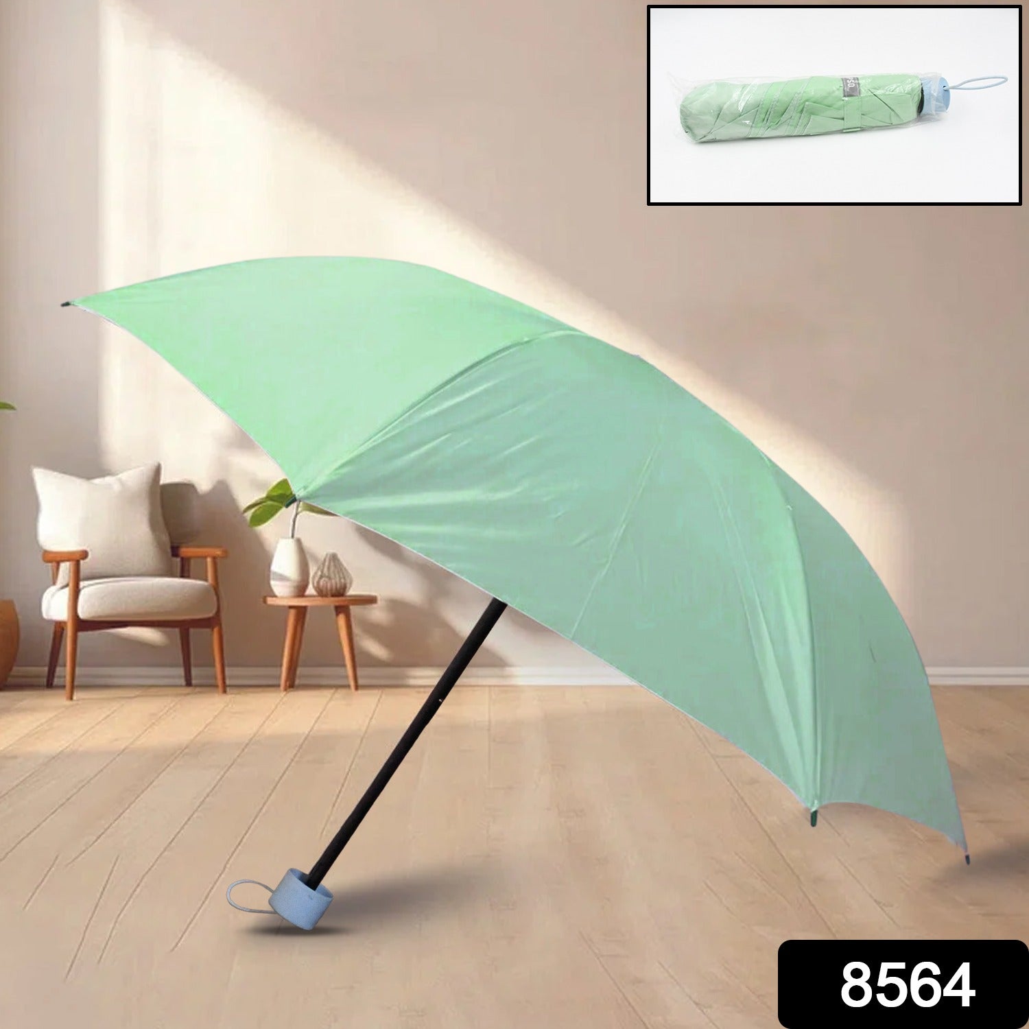 3 Fold Manual Open Umbrella | Windproof, Sunproof & Rainproof with Sturdy Steel  - 8564_3_fold_umbrella_1pc_no1