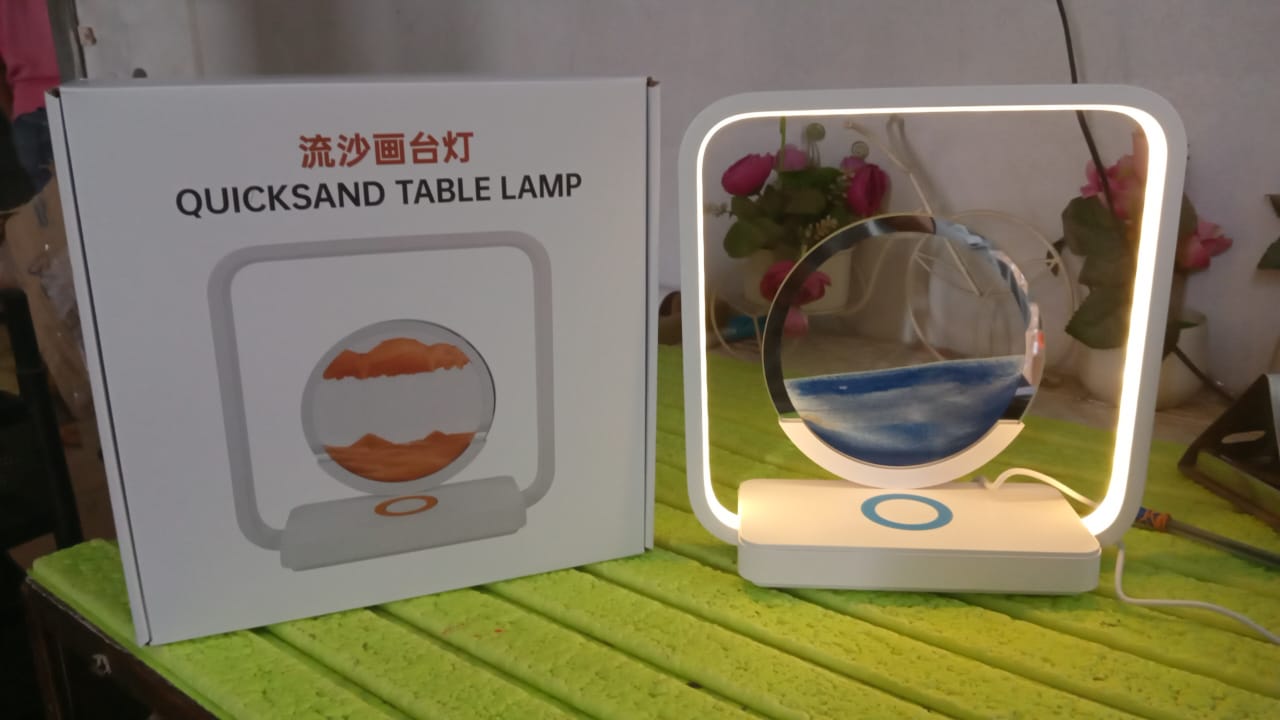 13477 3D Wireless Charging LED Light USB Quicksand Painting Lamp for Bedroom - 13477_quicksand_table_lamp