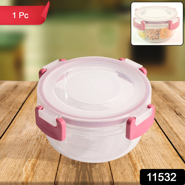 Superior eMart airtight food storage container round plastic with pink locking clips 1 piece