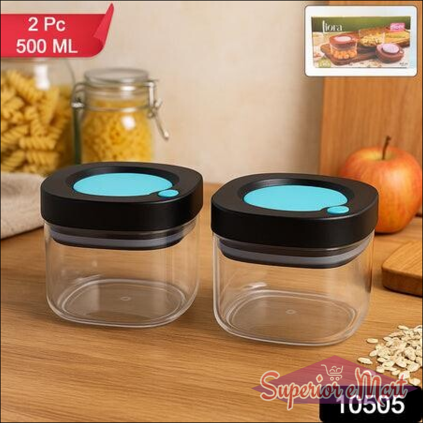 Airtight Kitchen Storage Containers  (2 Pc Set  500 Ml) - Superior eMart
