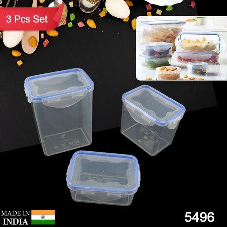 3-piece airtight storage container set with clear design for kitchen organization and food preservation