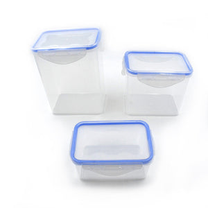 Airtight storage container set in three sizes for keeping food fresh and organized
