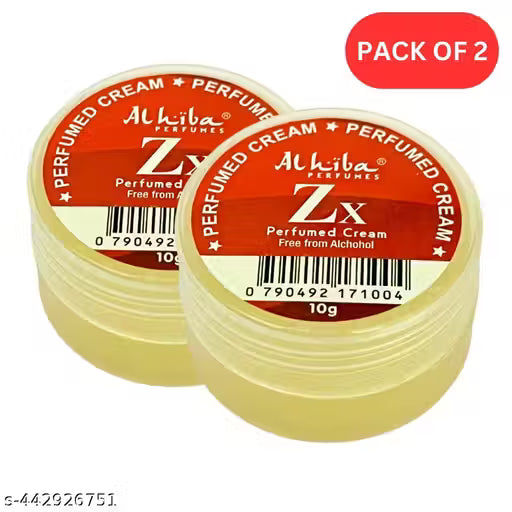 Al Hiba ZX perfumed body cream in a pack of 2 with 10g each, alcohol-free and ideal for moisturizing