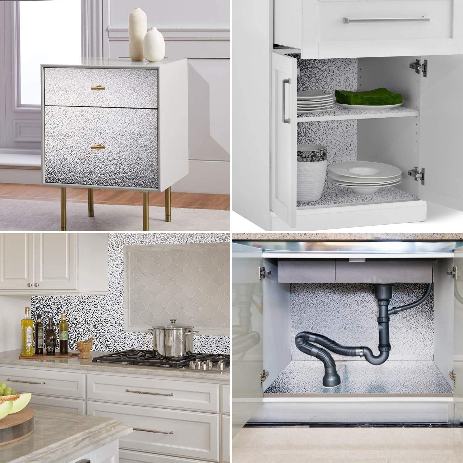 Superior eMart aluminum kitchen wall 3 Pc 50x90 Cm sheet installed on cabinet backsplashes and under sink areas