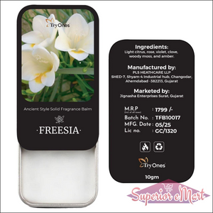 Ancient style solid perfume balm with floral fragrance featuring light citrus notes in a 10g tin