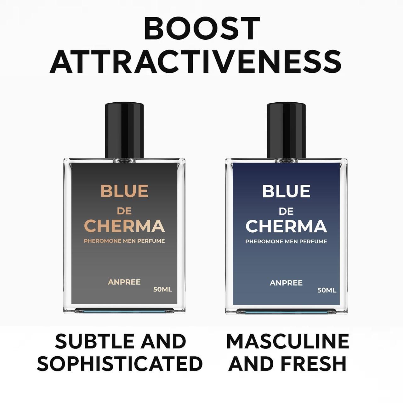 Blue De Cherma men perfume bottles showcasing subtle and sophisticated fragrances for a fresh masculine appeal
