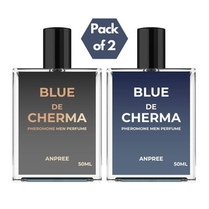Pack of 2 Blue De Cherma men perfume bottles with pheromone for lasting fragrance