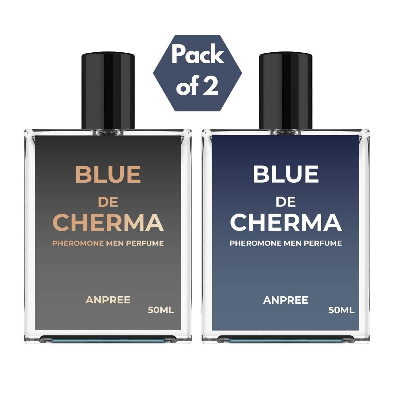 Pack of 2 Blue De Cherma men perfume bottles with pheromone for lasting fragrance