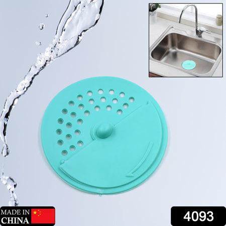 Light blue anti-odor drain cover for bathroom sink to prevent clogs and odors