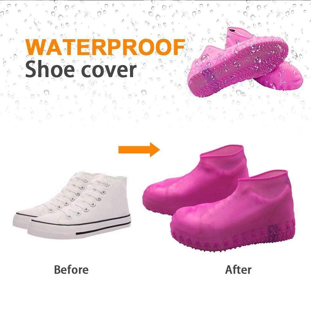 Pink waterproof anti-skid boot cover for stylish protection against the elements