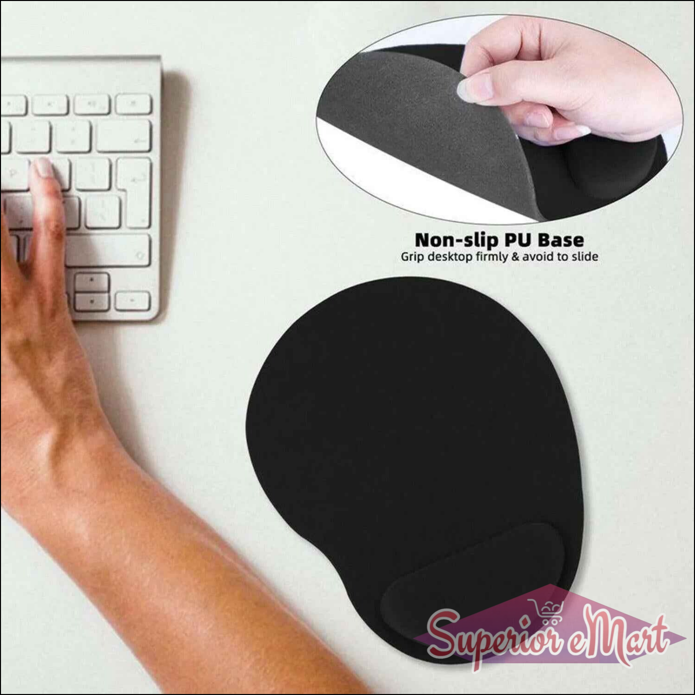 Anti-Slip Mouse Pad for PC with Wrist Support - Superior eMart