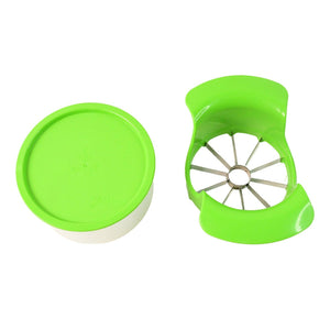 Apple cutter with container in green design for easy slicing and storage of apples