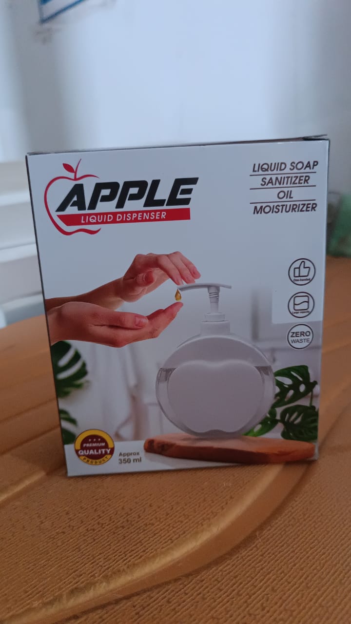 Apple refillable liquid soap dispenser with a pump design for easy dispensing and stylish storage