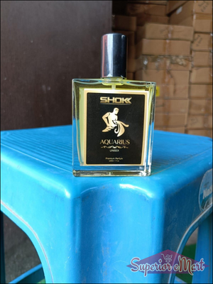 Aquarius Zodiac Unisex Perfume 50ml bottle displayed on a blue surface for fragrance enthusiasts