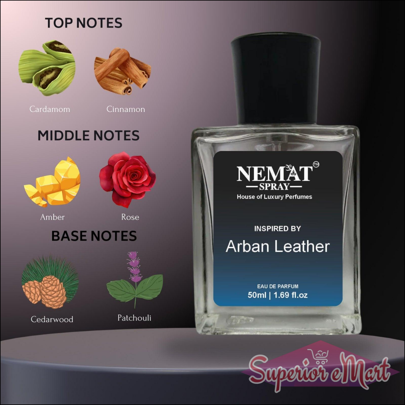 Ambre Nomad Luxury Inspired Perfume with notes of cardamom, cinnamon, amber, and cedarwood