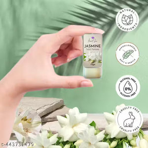 Hand holding jasmine solid perfume by Superior eMart, featuring natural ingredients in a stylish container