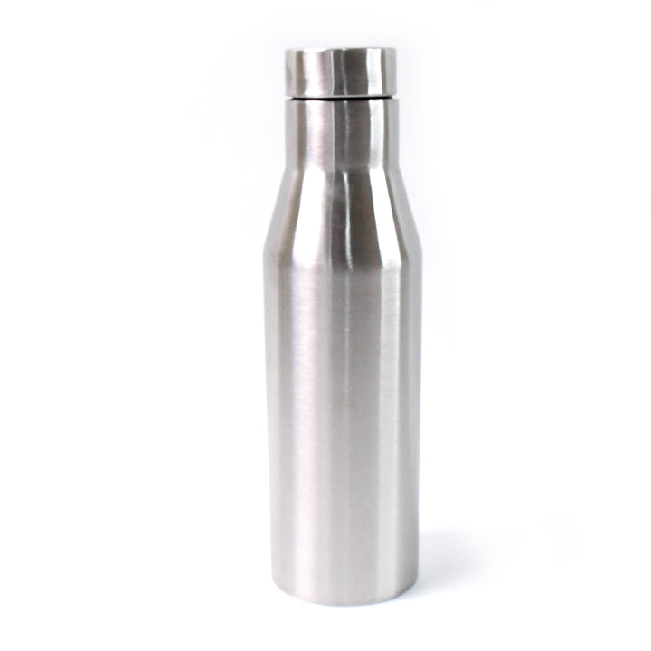 Superior eMart stainless steel insulated water bottle with sleek silver finish and secure screw cap
