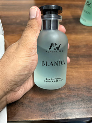 Blanda men's perfume 100ml in a sleek glass bottle for a refreshing fragrance experience