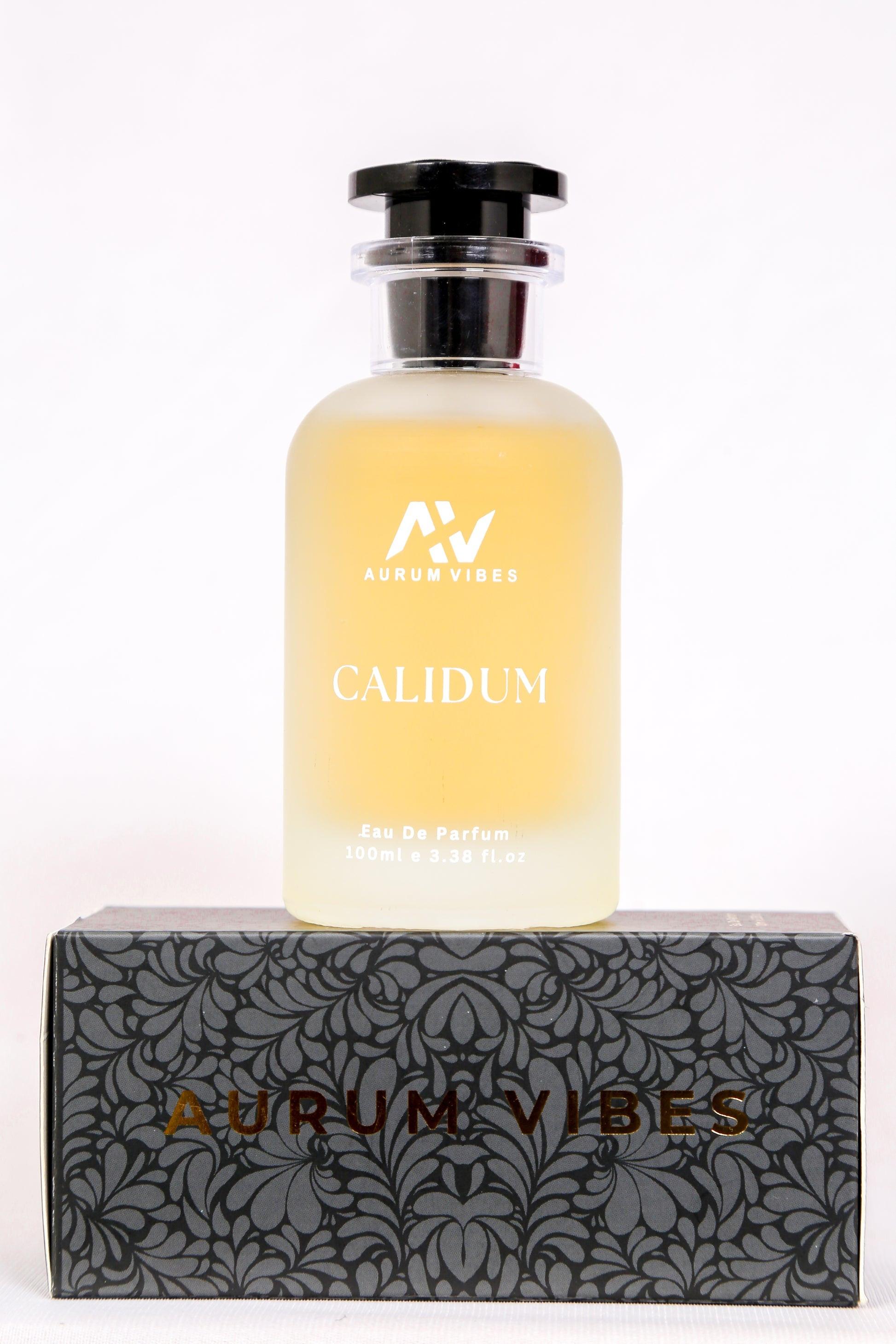 Calidum male perfume 100ml in a stylish bottle with a black and gold box packaging