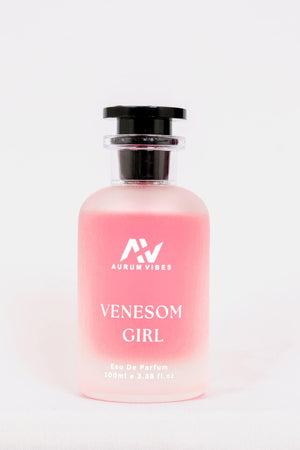 Venesom Girl perfume for women in a glass bottle with a pink liquid, 100ml Eau De Parfum
